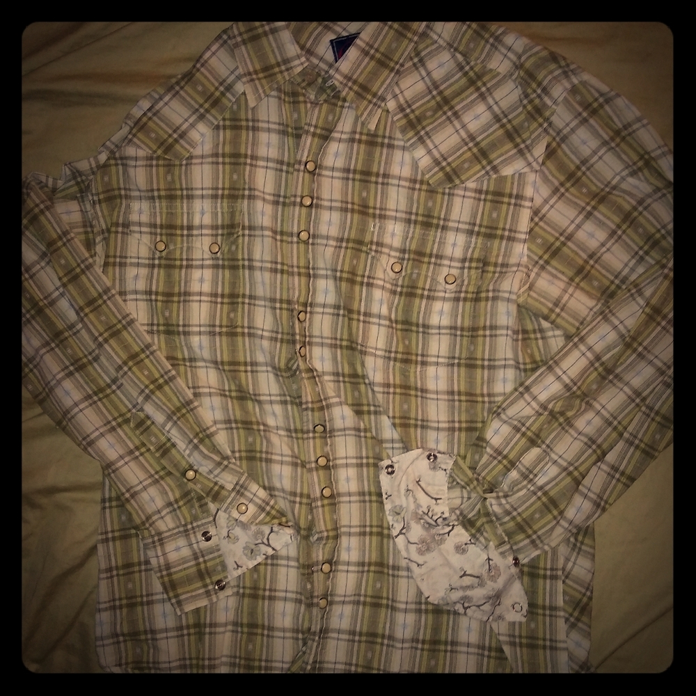 Contrast western style button up shirt